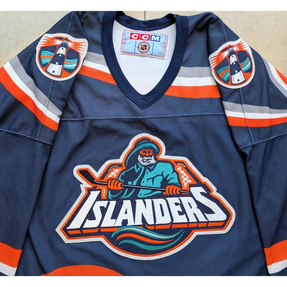 New York Islanders 90s CCM Fisherman jersey M blue NHL hockey vintage